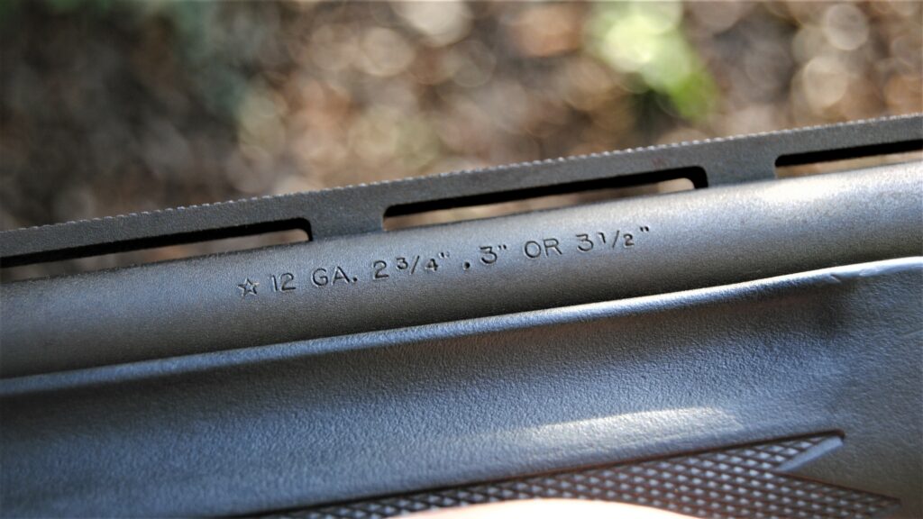 the gauge of the shotgun stamped on the barrel