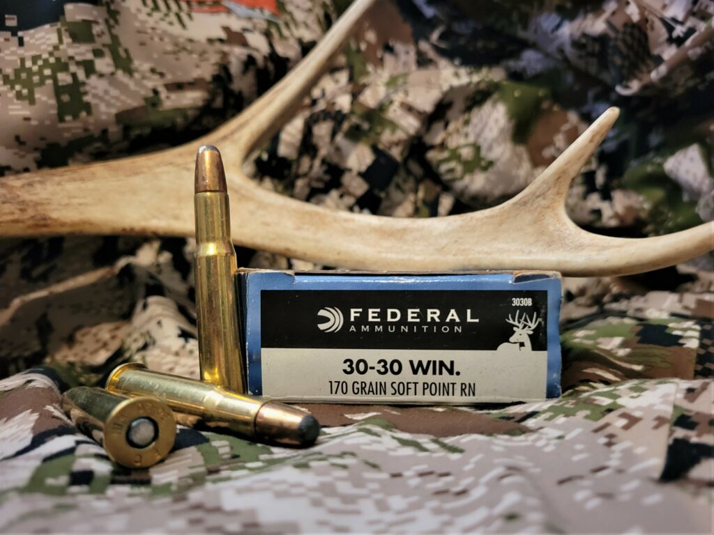 Power-Shok 30-30 ammo Federal Power-Shok 30-30 ammo displayed with antlers
