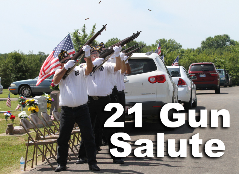 Memorial Day services in Oklahoma featuring a 21 gun salute.