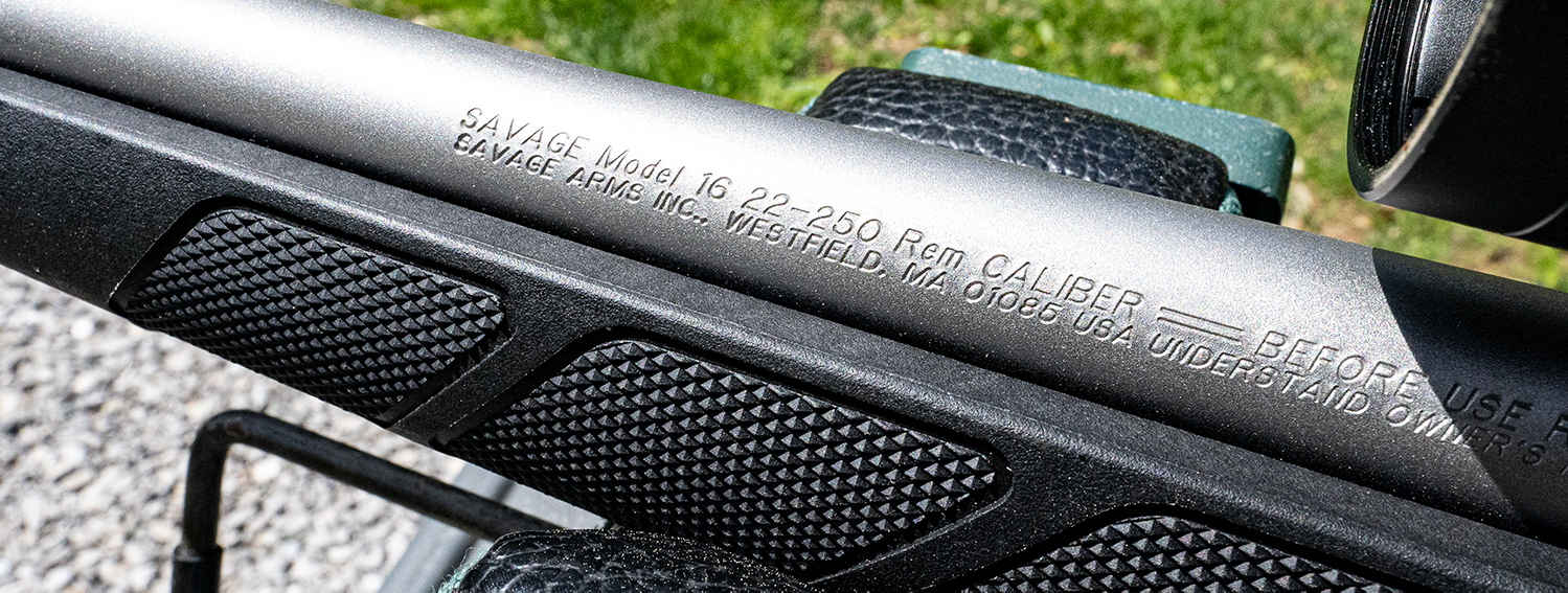 22-250 Savage rifle barrel close up