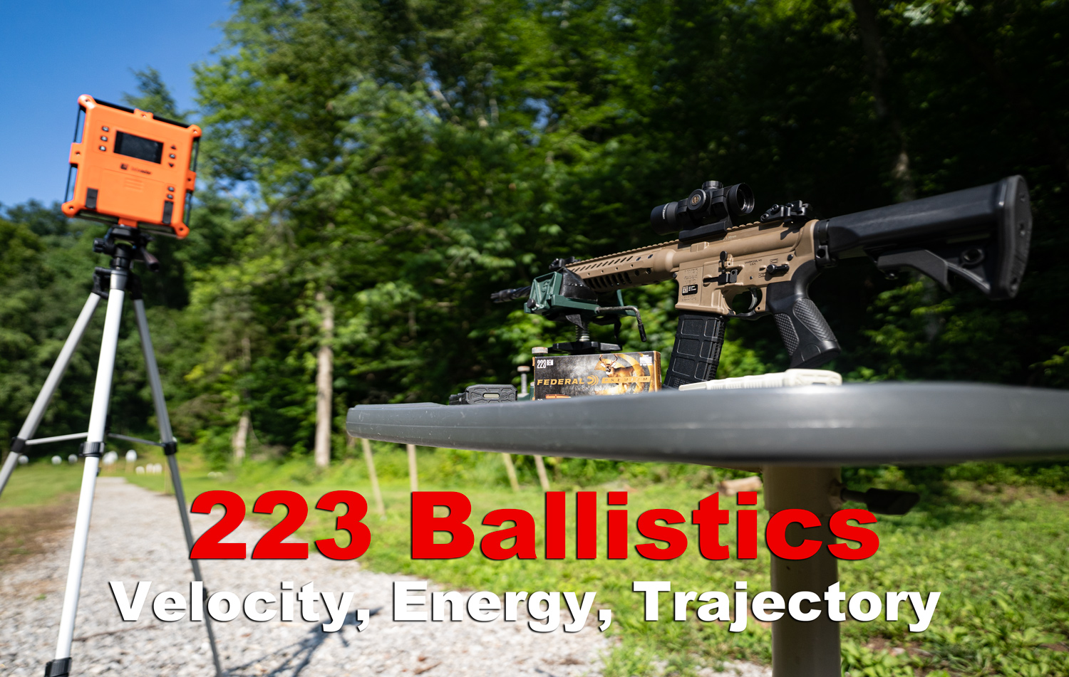 testing 223 ballistics with an AR-15 at a shooting range and ammo