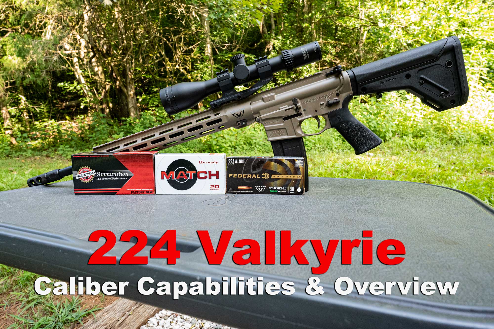224 valkyrie rifle and ammunition on a shooting bench