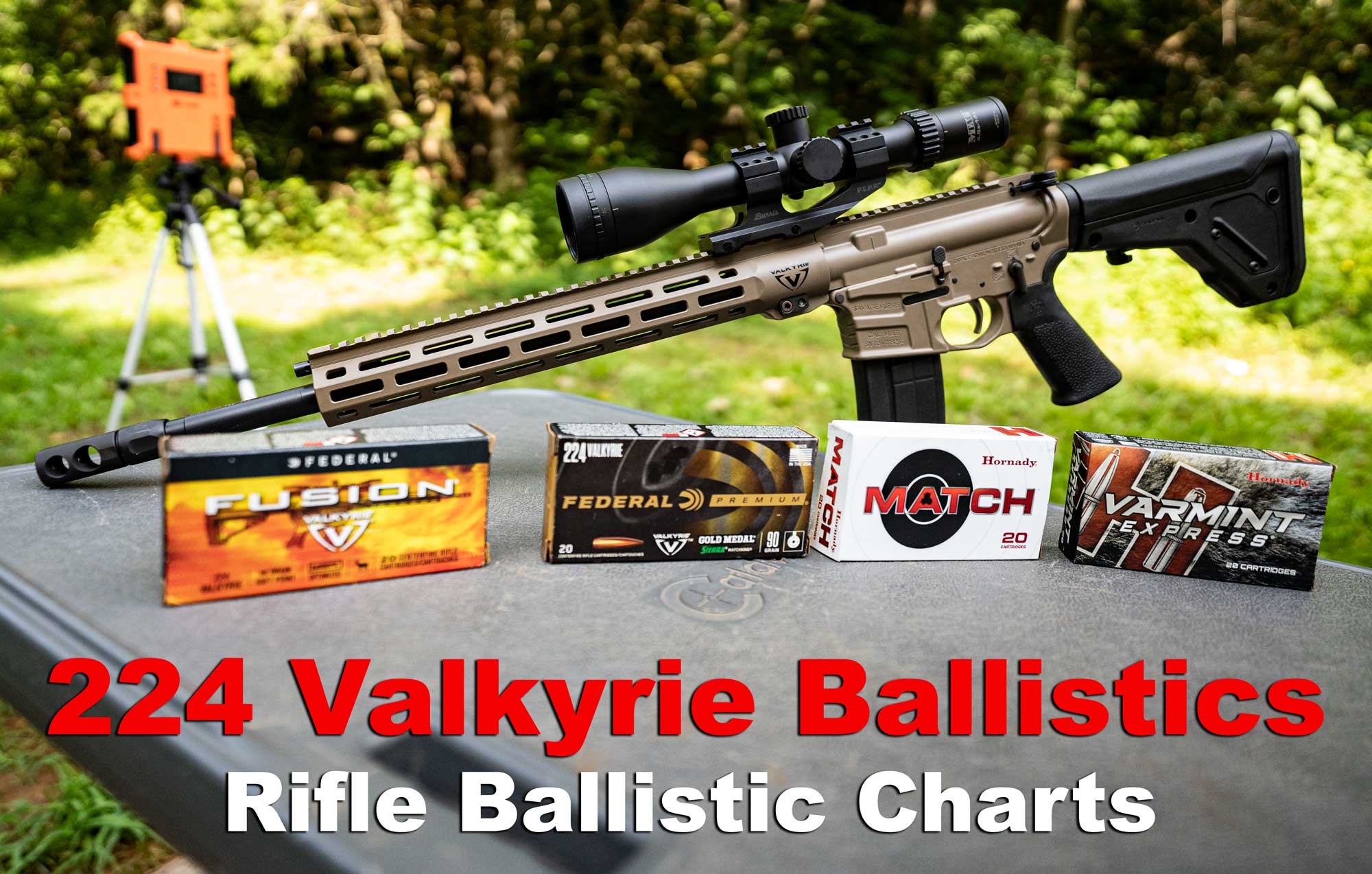 224 valkyrie ballistics with rifle and ammo at the range