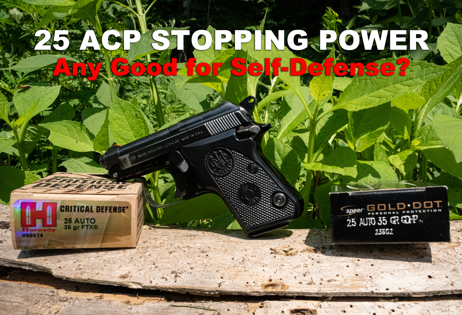 25 ACP pistol with ammo on display