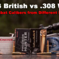 303 British and 308 Winchester rifles and ammo on display at an outdoor shooting range