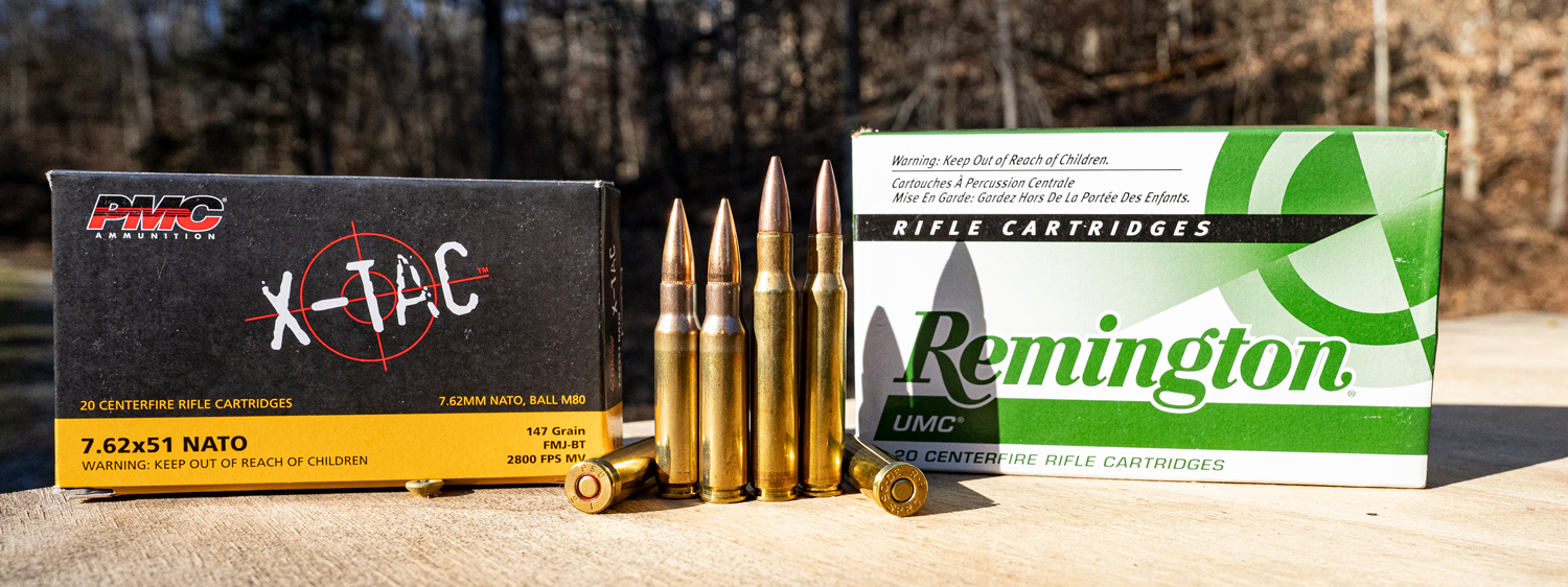 308 ammo side by side with Remington 30-06 ammo
