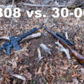 308 vs 30-06 rifles side by side in the woods