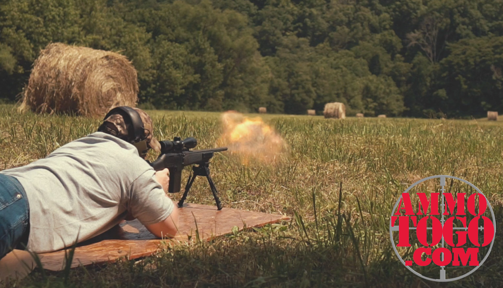 photo of man shooting 308 rifle in the prone position