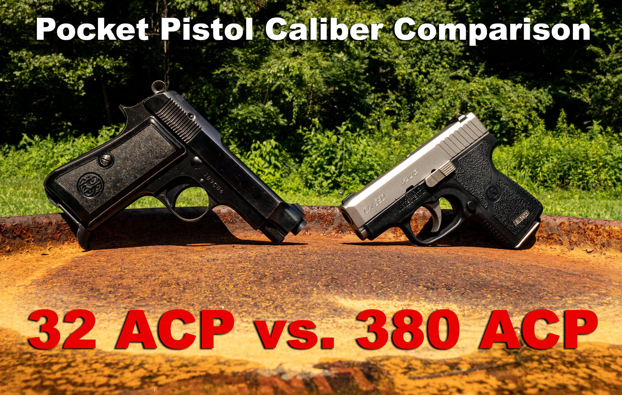 32 ACP vs 380 ACP pistols side by side