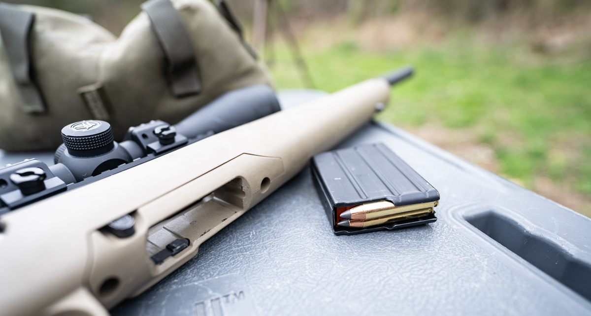 A 350 legend rifle on a shooting bench