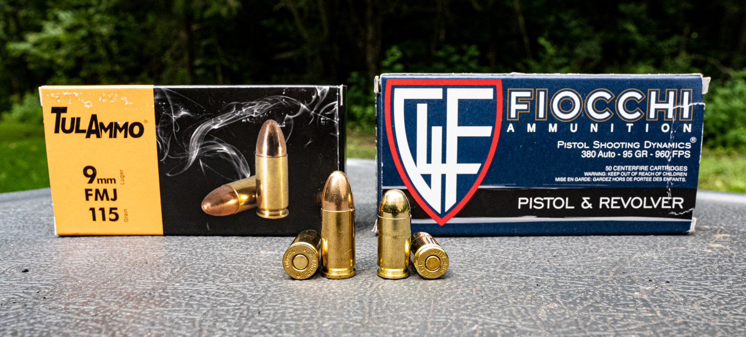 9mm vs. 380 ammo side by side