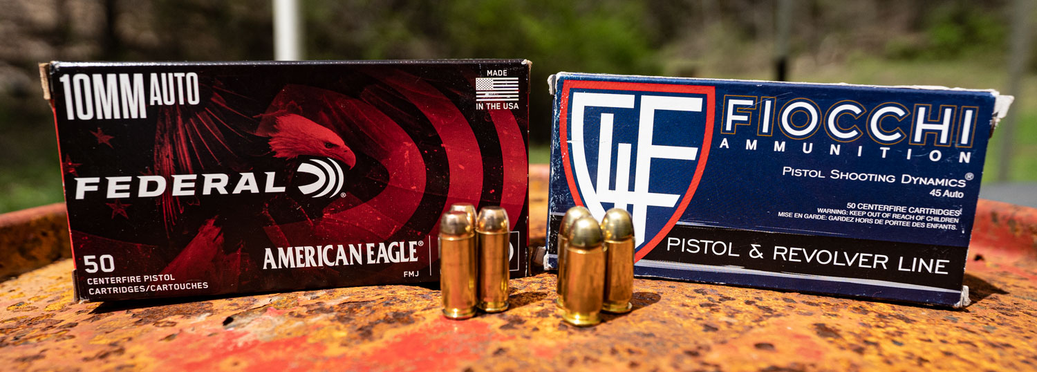 10mm ammo and 45 acp ammo side by side