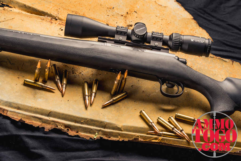 photo of remington 700 rifle with ammo