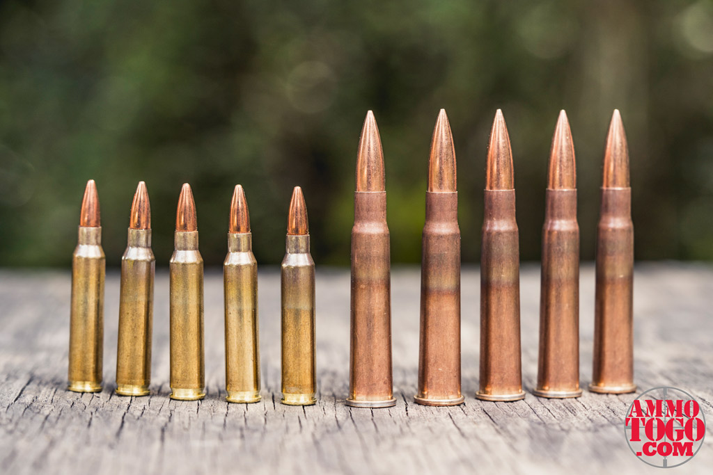 photo of 223 ammo next to british 303 ammo outside - the two rounds have very different ballistic coefficients