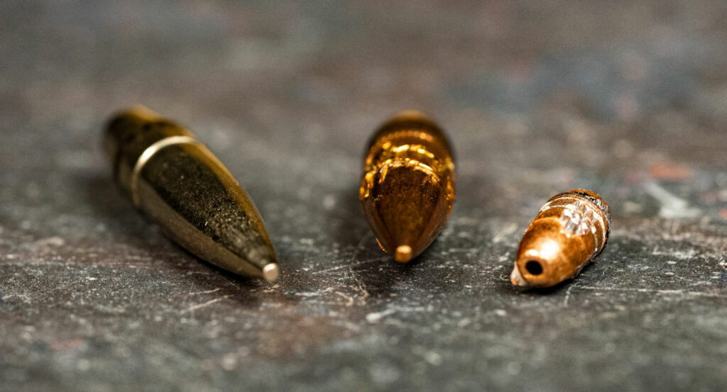 Rifle Bullet grain weights on a table