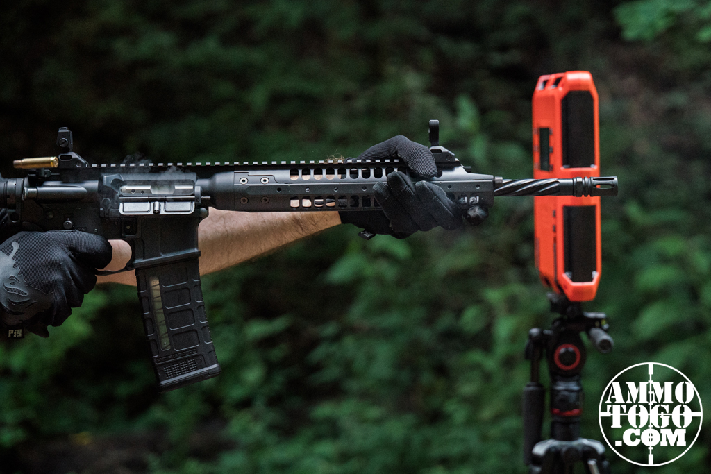 Shooting 6.8 SPC Shooting 6.8 SPC with a chronograph at a shooting range