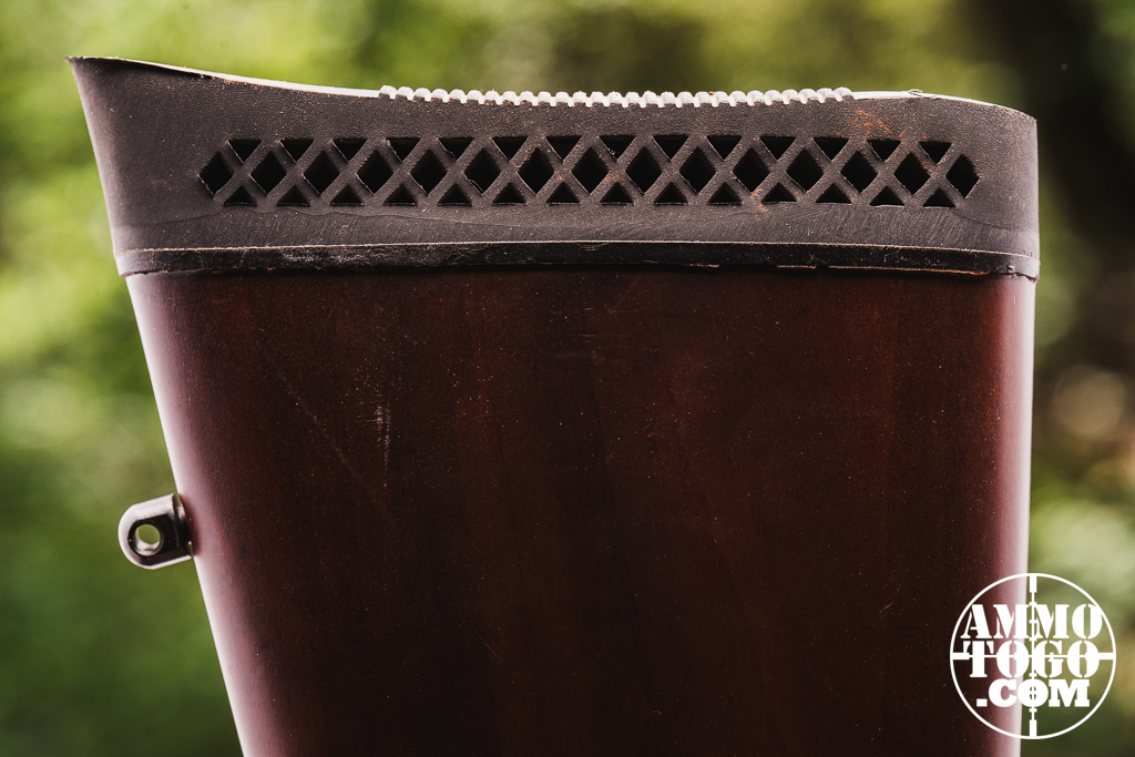 Recoil pad attached to the stock of a rifle