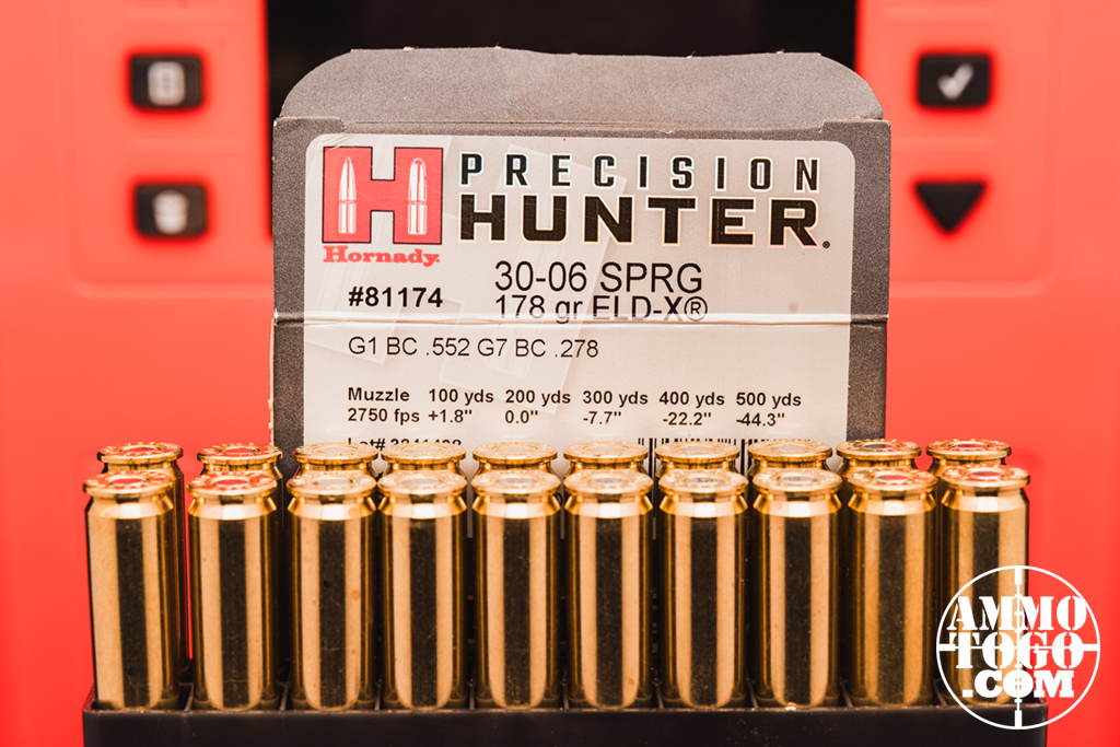 Hornady 30-06 ammo Hornady Precision Hunter 30-06 ammo on display