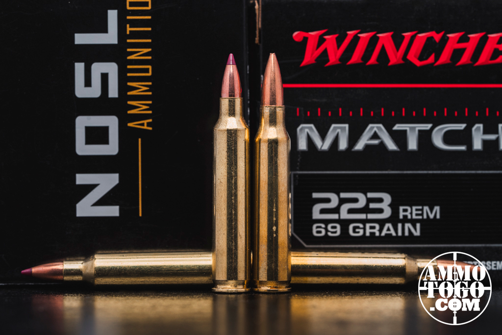 223 vs 204 Ruger ammo cartridges side by side.