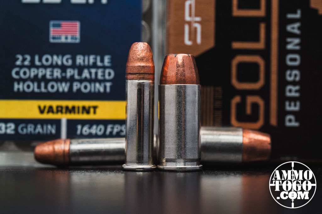 22 LR ammo side by side with 32 ACP ammo 22 LR ammo side by side with 32 ACP ammo