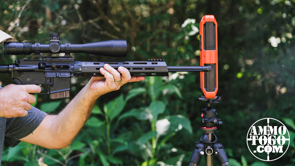 Shooting 6.5 Grendel with a chronograph at the range