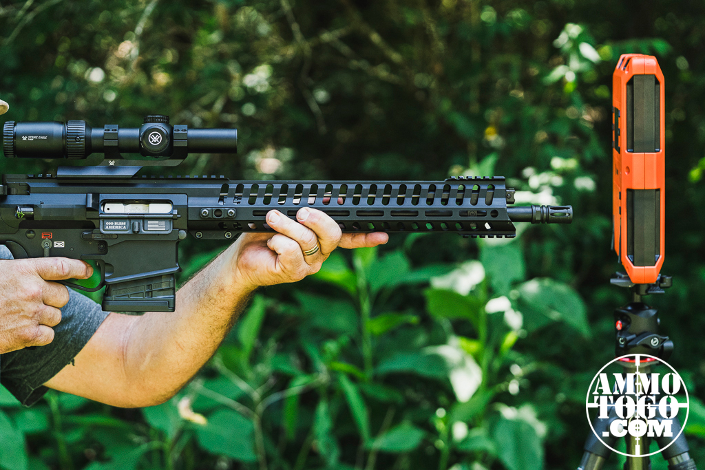 Shooting 6.5 CDMR at the range with a chronograph
