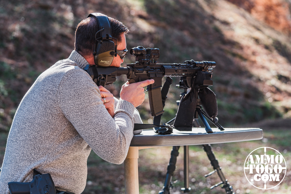 Man Shooting from a rifle rest