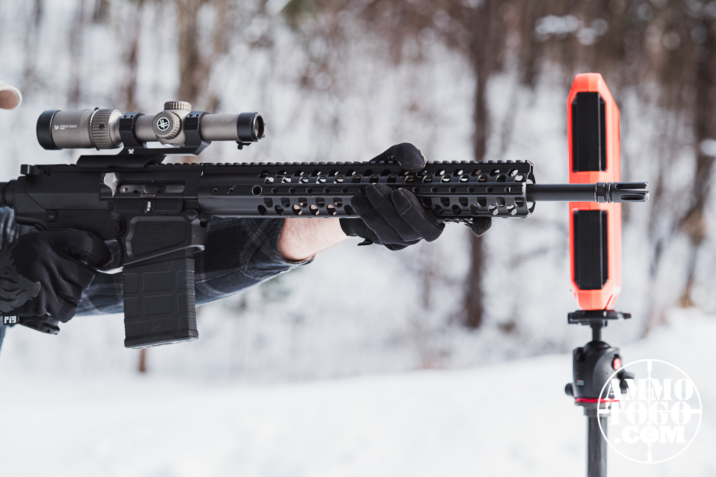 Shooting 308 at the range Shooting .308 ammo with an AR-10 rifle at the range.