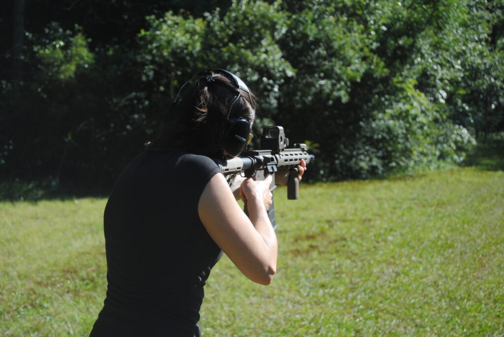 The author shooting a rifle with twist rate at the range