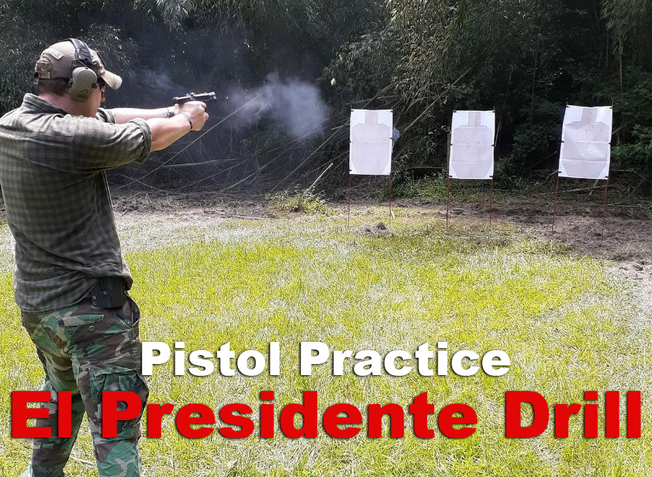 Shooting the El Presidente drill at a range