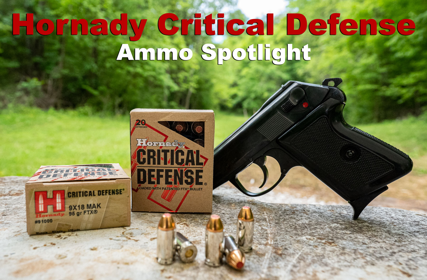 Hornady Critical Defense with pistol at a shooting range