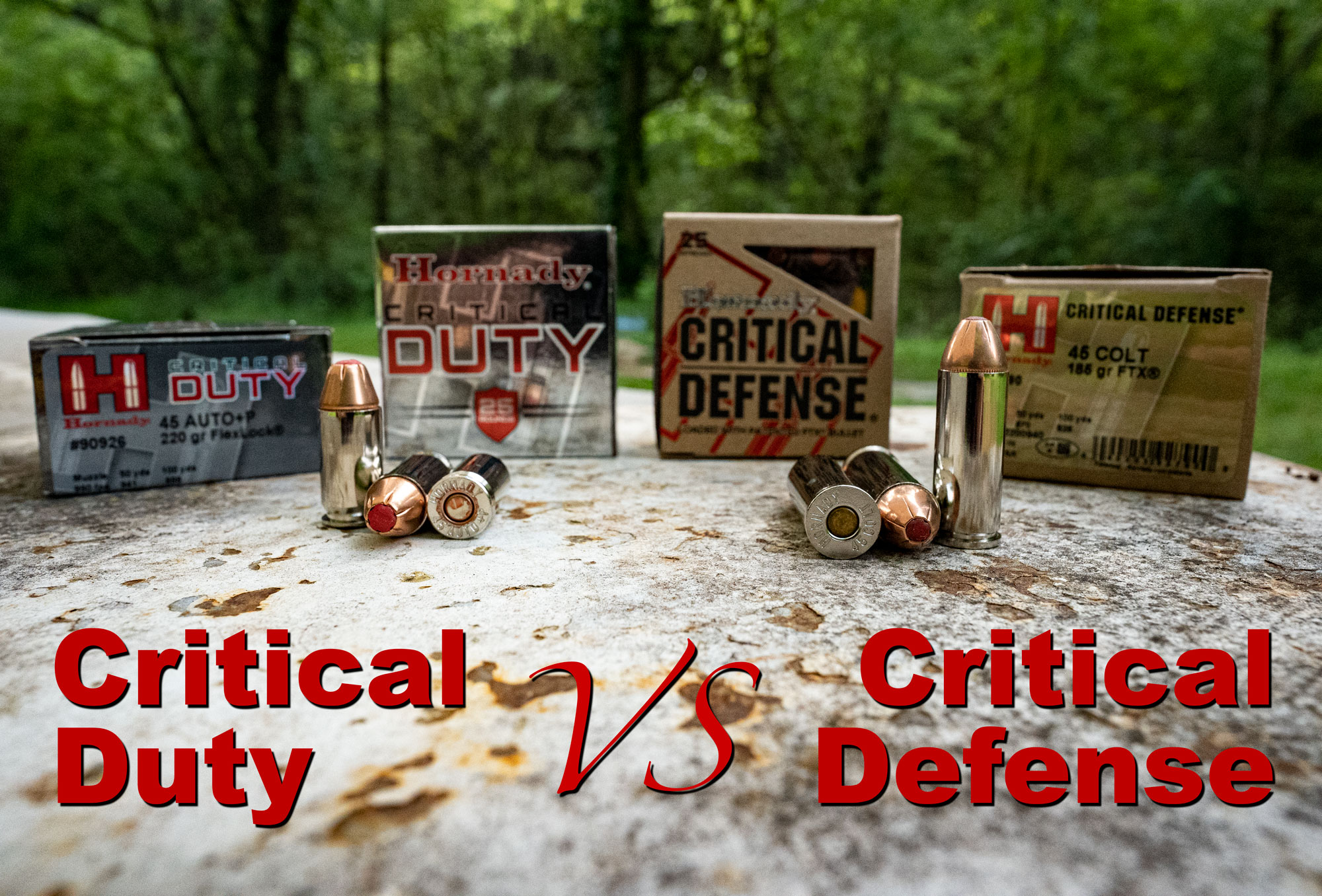 Critical Duty vs Critical Defense ammo on a table