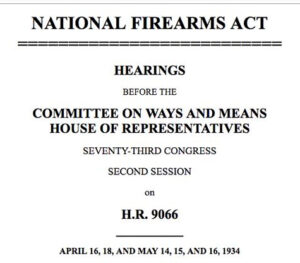 NFA Hearings flyer for the house of reps in 1934