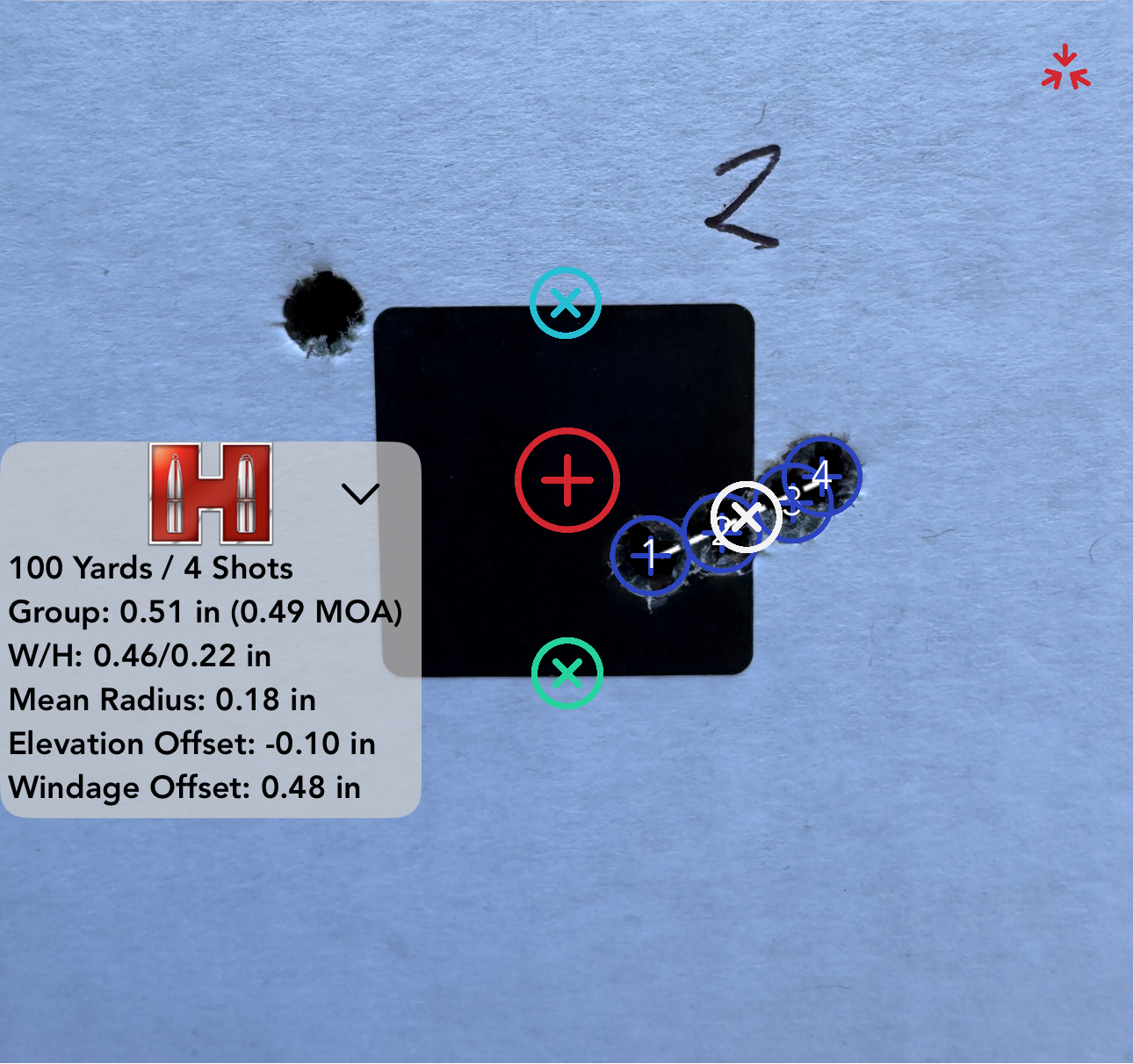 77 grain 100yd Group: 0.49moa