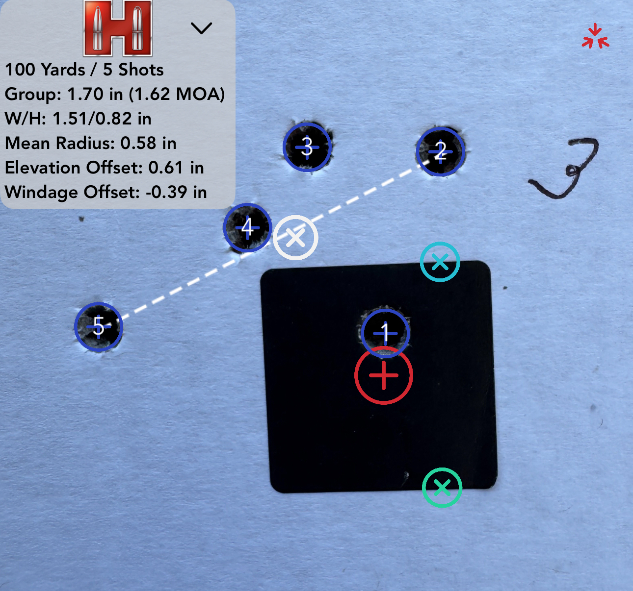 77 grain 100yd Group: 1.62 moa