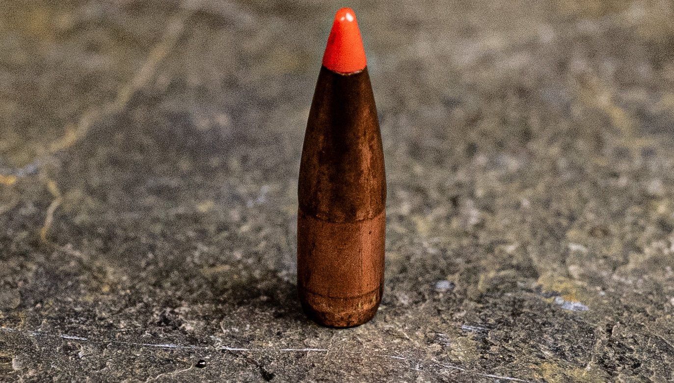 The bullet portion of an ammo cartridge. The density of the bullet is a basically, sectional density.