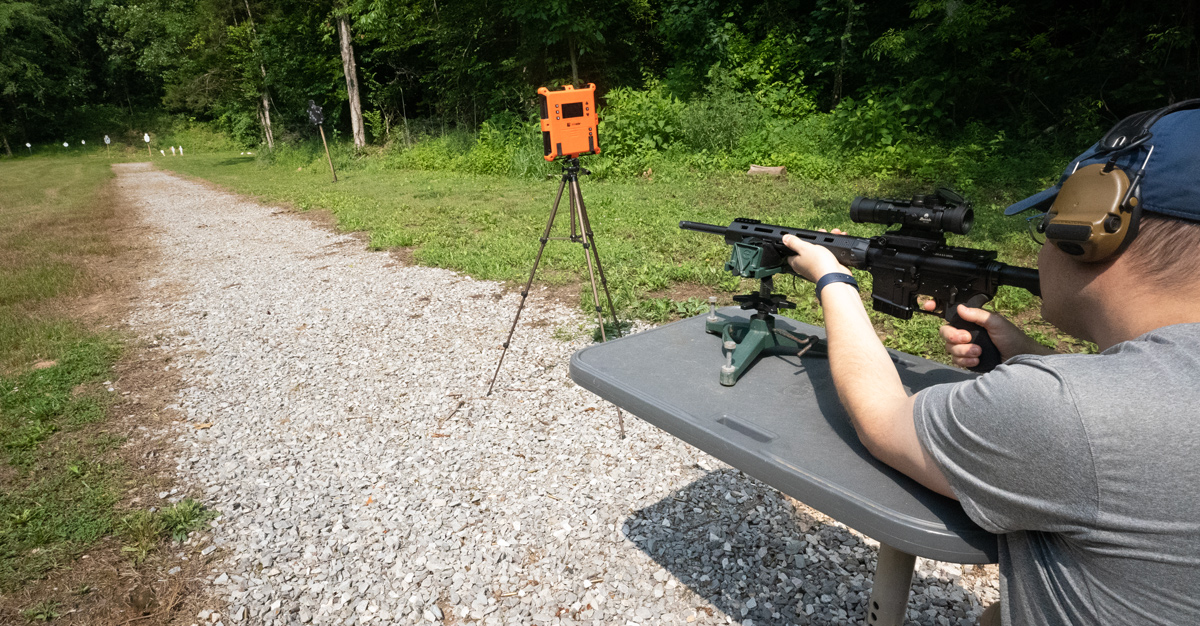 Firing a 6.5 Grendel rifle at the range