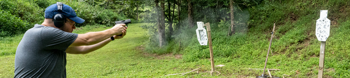 Shooting 9x19 ammo with a pistol at the range