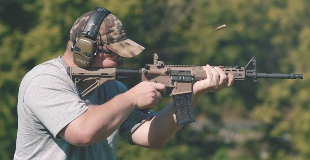 Shooting M855 with an AR-15 rifle at the range