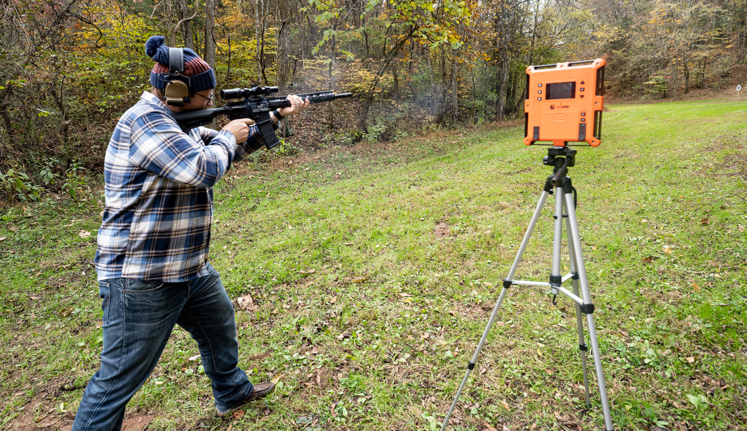 Shooting 450 Bushmaster with a chronograph to test muzzle velocity