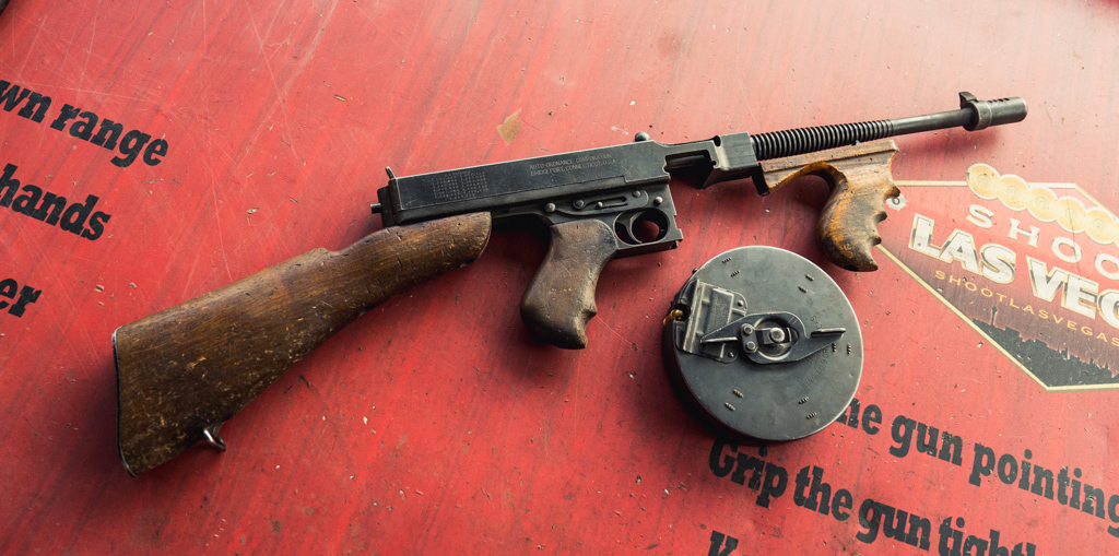 Tommy Gun with magazine removed at a shooting range