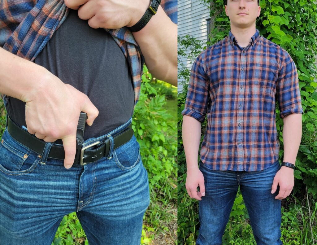 G-Code Phenom Stealth holster IWB on man with print visibility demonstrated