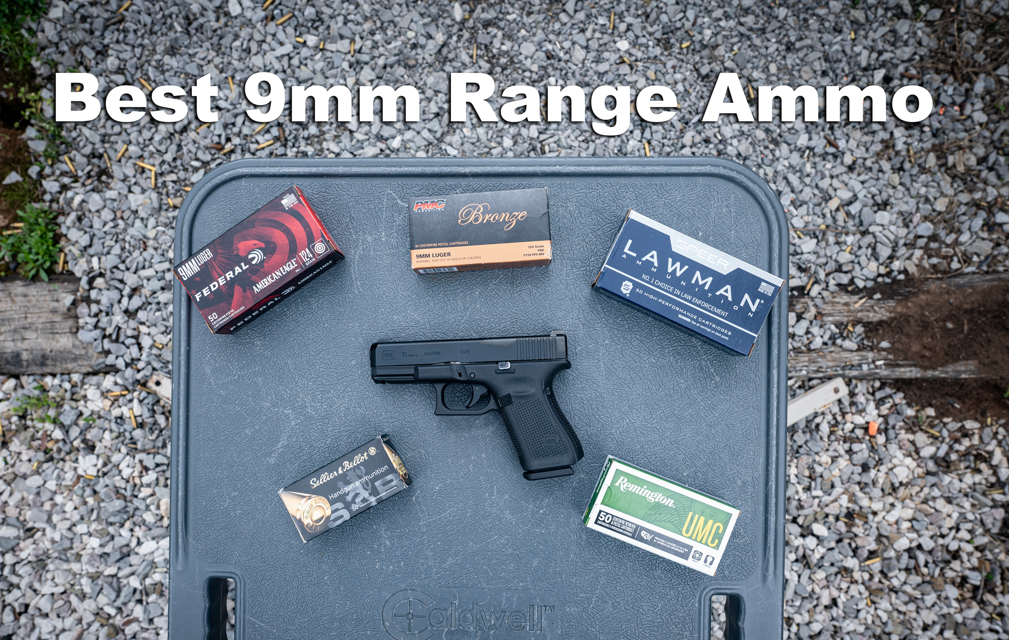 9mm ammo options at a shooting range with a pistol