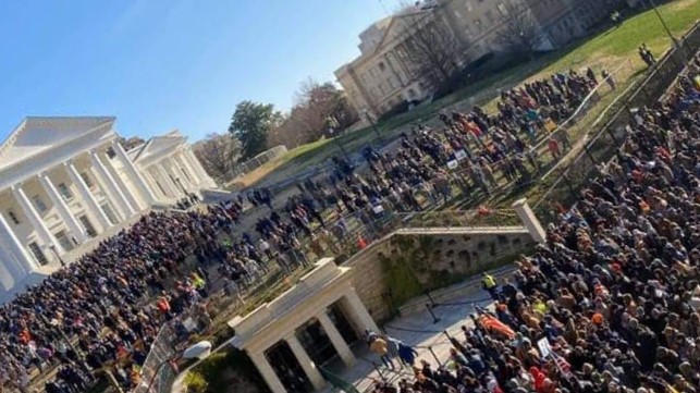 a view of the crowd and capital in Richmond as part of January's gun rights rally
