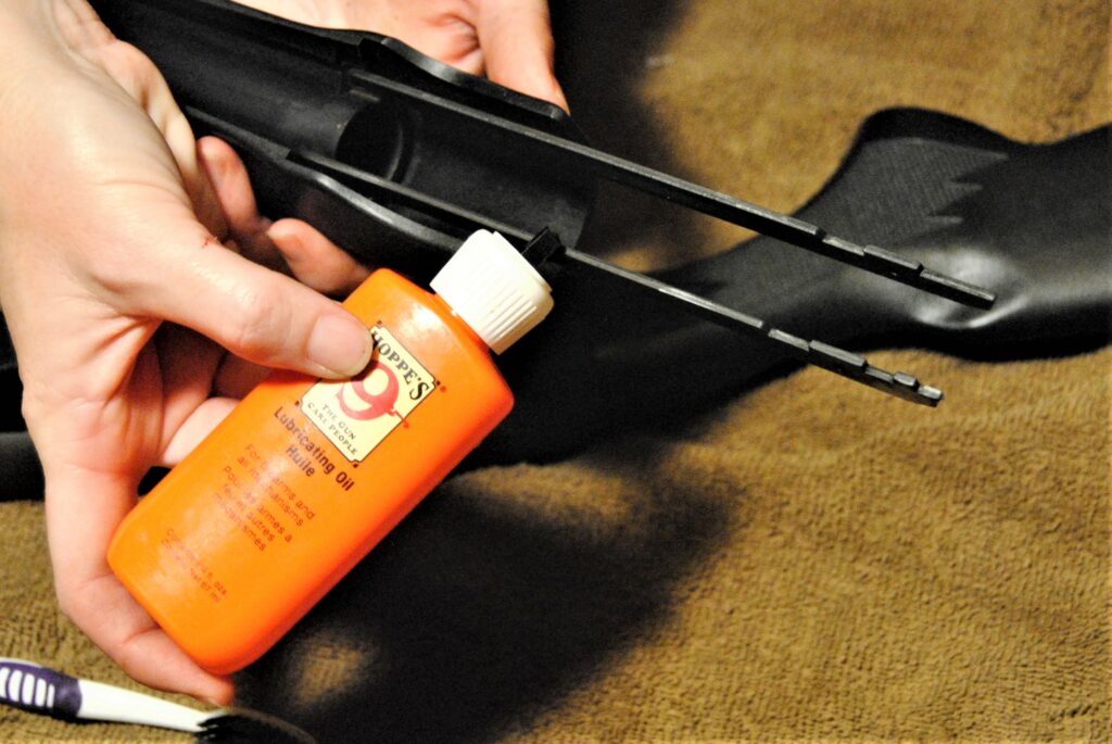 Hoppes lubricant is one of the final steps to clean a remington 870
