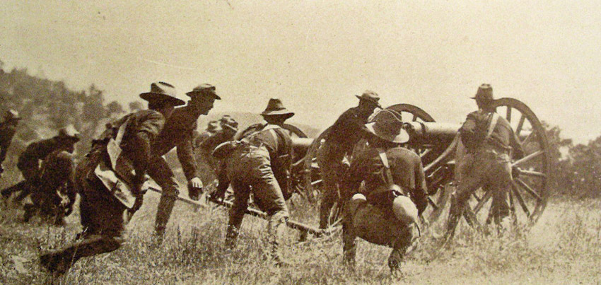American soldiers battling moro rebels