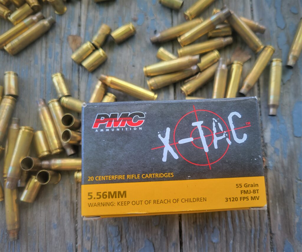 PMC X-TAC 5.56 ammo at a shooting range