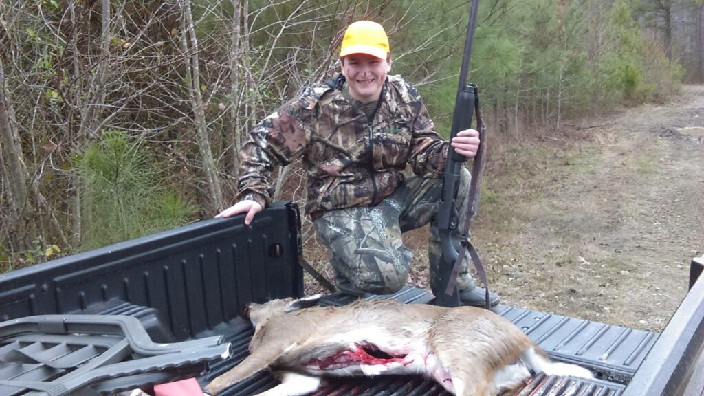The author's son's first deer after a successful hunt