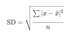 formula detailing how to arrive at standard deviation for our tests